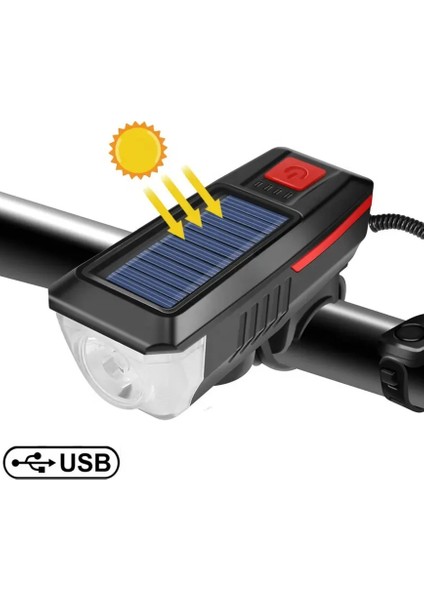Dağ Bisiklet Kornası Su Geçirmez Güneş Enerjili Bisiklet Far fiyatları