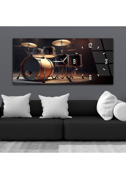 Yatay Saatli Yandan Sanat Temalı Cam Tablo YSYS379 fiyatları