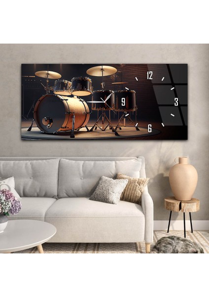 Yatay Saatli Yandan Sanat Temalı Cam Tablo YSYS379 modelleri