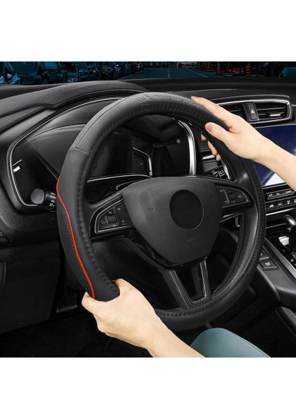 MC1003NR Premium Suni Deri Direksiyon Kılıfı Kırmızı