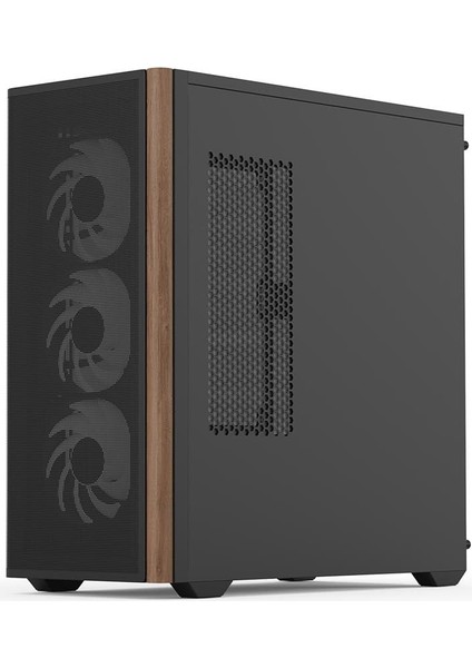 D501A Black 4X12CM A-Rgb Fanlı, Ahşap Ön Panel Detaylı, Tempered Cam Yan ve Mesh Ön Panel, USB Type-C, Atx Bilgisayar Kasası (AE-D501A-BK)