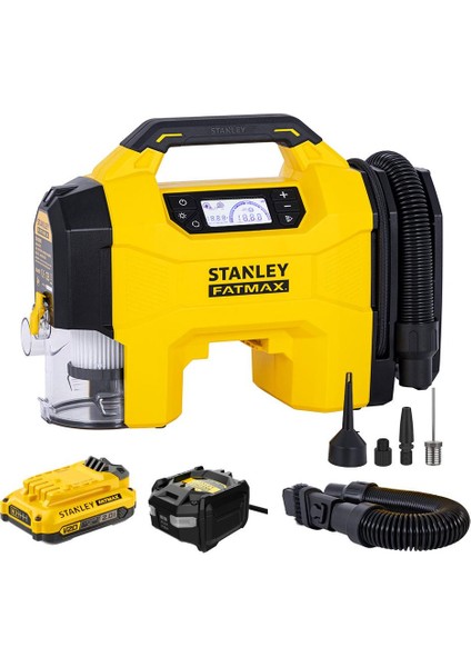 SXVI02001A 12V/18V 2AH Li-Ion Şarjlı 160 Psı Dijital Göstergeli Lastik&amp;yatak Şişirme Pompası+Araç Süpürgesi