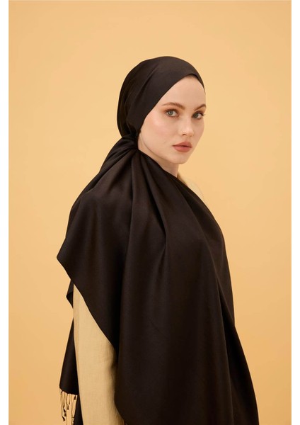 Siyah Düz Çift Taraflı İpek Şal Modeli fiyatları