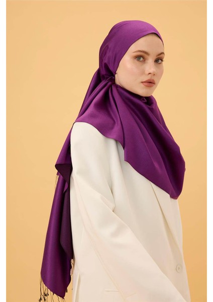 Mürdüm Siyah Düz Çift Taraflı İpek Şal Modeli modelleri