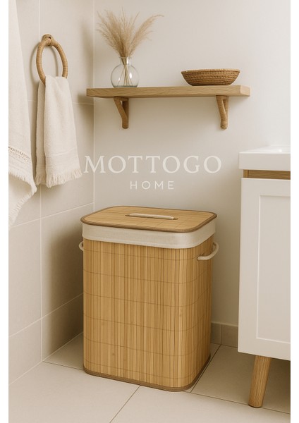 Kapaklı Bambu Çamaşır Sepeti 40X30X50 cm | Doğal Sepet Kirli Çamaşır Kutusu fırsatları