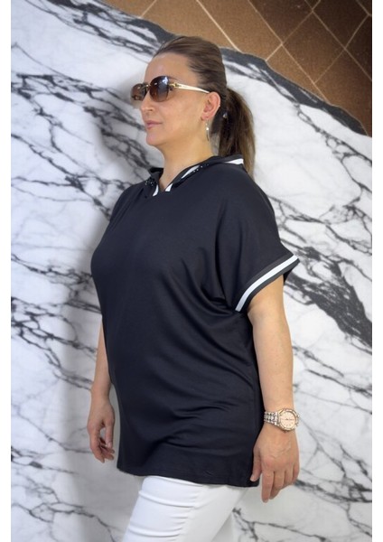 Kapşonu Taş Süslemeli Kol Ağızları Ribanalı Büyük Beden Bluz indirimleri