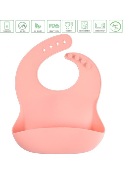 Çocuk Silikon Mama Önlüğü (Pembe Renk)