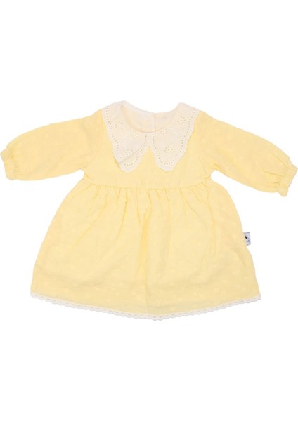 Kız Bebek Sarı Bebe Yakalı Puantiyeli Elbise - 1015267