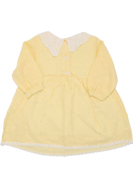 Kız Bebek Sarı Bebe Yakalı Puantiyeli Elbise - 1015267 modelleri