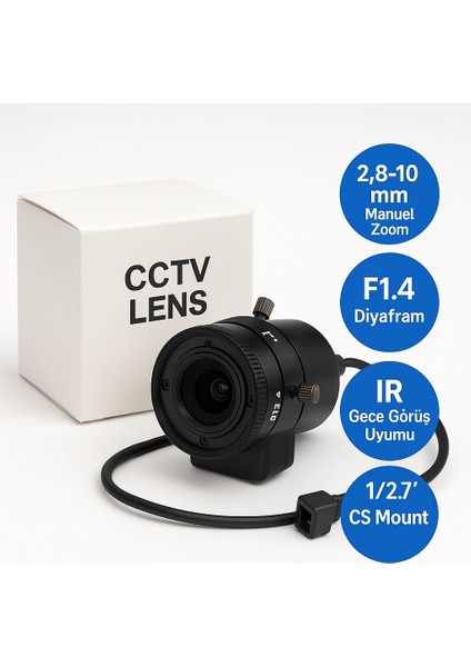 2mp 2.8-10MM F1.4 Auto Iris Ir Destekli Cctv Güvenlik Lensi TV2810D-MPIR
