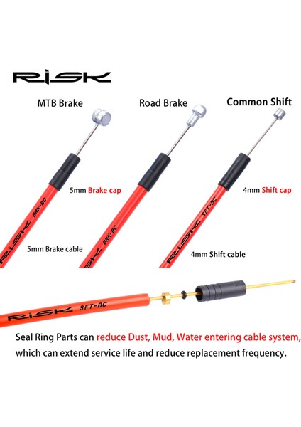 Toz GEÇIRMEZ-FREN-10PC Tarzı Rısk Bisiklet Fren Kablosu Uç Kapağı Conta Halkası Parçaları Toz Geçirmez Dış Kablo Boru Ucu Ucu Kapağı Mtb Yol Bisikleti Vites Fren (Yurt Dışından)