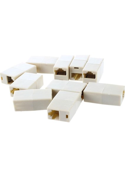 10 Adet RJ45 8P8C Çift Bağlantı Noktalı Dişi Fiş Telefon Adaptör Konnektörü (Yurt Dışından)