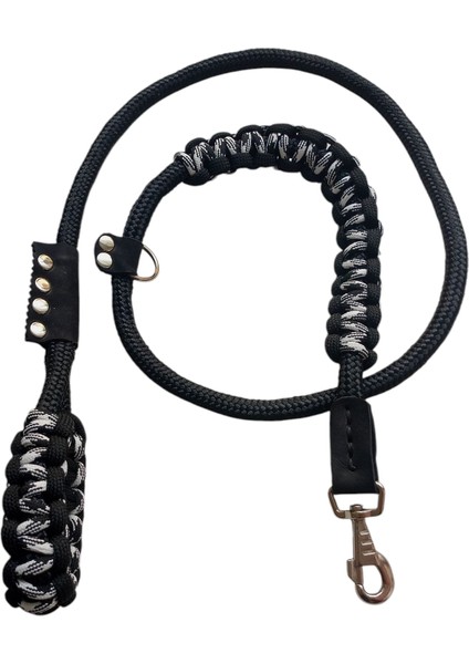 Köpek gezdirme tasması orta ve büyük ırk siyah deri-halat:14mm uzunluk:120cm tasma:ayarlamalı dog collar TB6-2