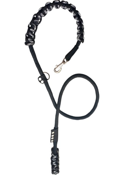 Köpek gezdirme tasması orta ve büyük ırk siyah deri-halat:14mm uzunluk:120cm tasma:ayarlamalı dog collar TB6-2