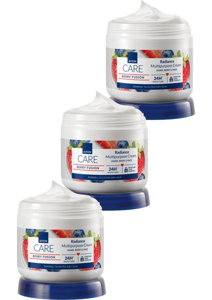 Care Yaban Mersini ve Çilek Özlü El, Yüz ve Vücut Kremi - 400ML Üçlü Set