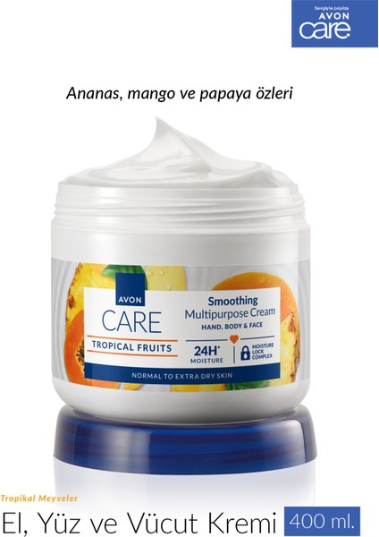 Care Tropical Fruits Ananas, Mango ve Papaya Özlü El ve Vücut Kremi 400 ml