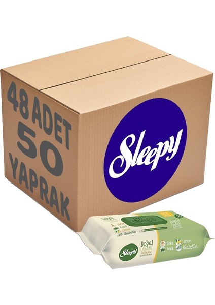Islak Havlu Mendil Doğal Organik Pamuklu 50 Yaprak Plastik Kapaklı (48 Li Set) 2400 Yaprak