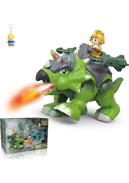 Püskürtme Mecha Triceratops Füze Fırlatma Çocuk Eğlenceli Simülasyon Yürüme Işık Müzik (Yurt Dışından)