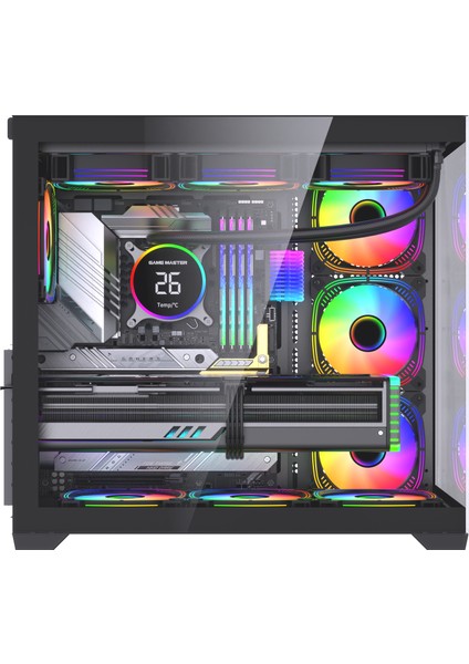 F-7 Lite V2 Gaming Atx Akvaryum Kasa Uzaktan Kumandalı 7 Rgb Fan