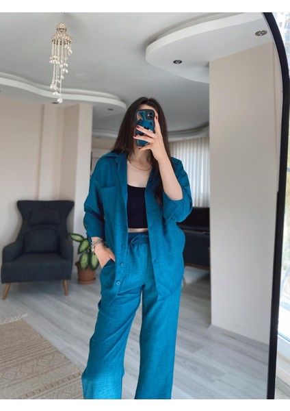 Keten Gömlek Palazzo Pantolon Takım modelleri