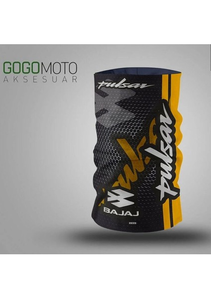 Motosiklet Bajaj Pulsar Desen Sarı Unisex Buff Maske Outdoor Boyunluk Bandana