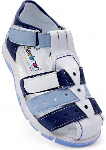 Ortopedik Erkek Çocuk Sandaleti Cayman Serisi CYM2404p Beyaz Lacivert Mavi 28