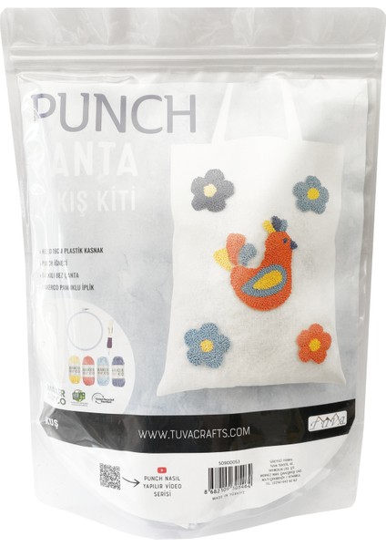 Punch Çanta Nakış Kiti Çiçekli Punch Yapım Seti Pnç02