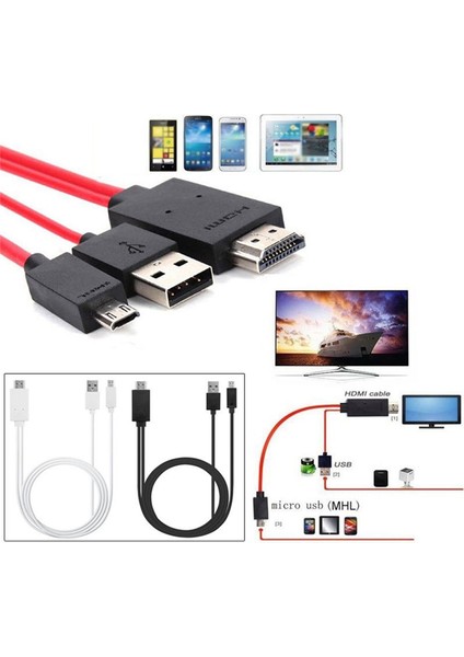 Android Telefonlar Için Mikro USB - HDMI 1080P Hd Tv Kablosu Adaptörü Samsung (Yurt Dışından) modelleri