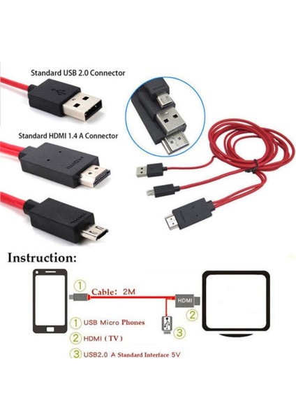 Android Telefonlar Için Mikro USB - HDMI 1080P Hd Tv Kablosu Adaptörü Samsung (Yurt Dışından) fırsatları