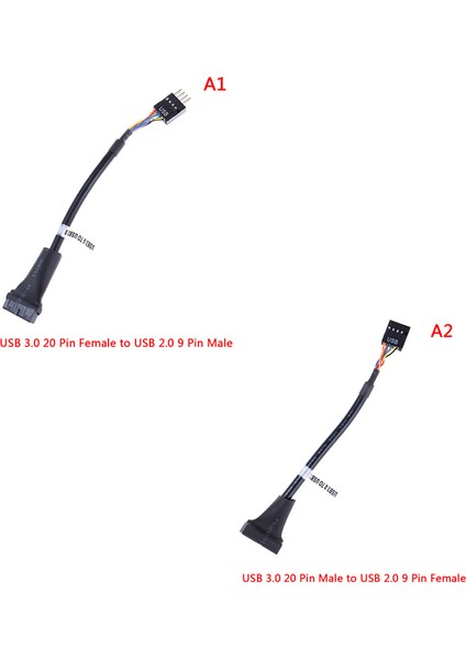 USB 3.0 20 Pin Anakart Başlığı USB 2.0 9 Pin Adaptör Dönüştürücü Kablosu Fengshi (Yurt Dışından)