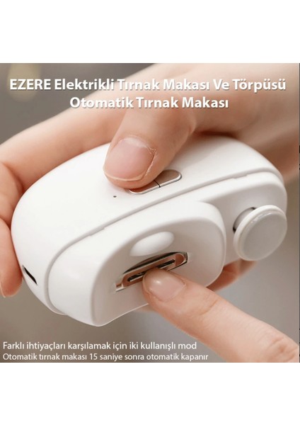 Şarljlı Manikür Seti Tırnak Makası Elektrikli Törpü Parlatma Seti Çocuk Kilidi Korumalı Hassas Kesim