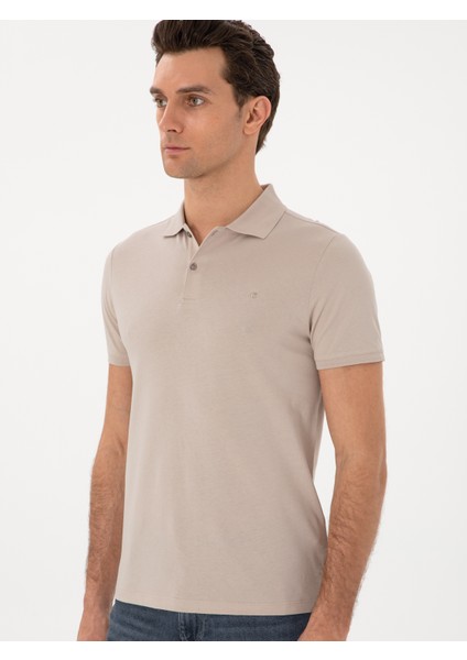 Erkek Vizon Slim Fit Pamuk Polo Yaka T-Shirt 50300716-VR052