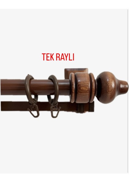 Ze-Sa Ceviz Ahşap Rustik Perde Askısı - Raylı Rustik Borusu