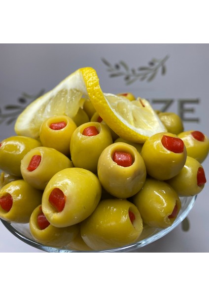Biber Dolgulu Yeşil Zeytin -Iri Boy -Domat Zeytini -1 Kilogram