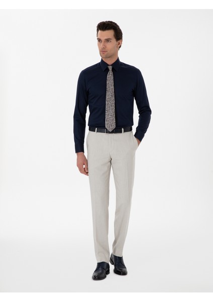 Erkek Lacivert Slim Fit Pamuklu Klasik Gömlek 50311551-VR033 fırsatları