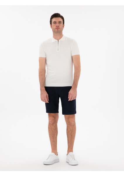 Erkek Beyaz Slim Fit Fermuarlı Polo Yaka Triko T-Shirt 50309881-VR013 fırsatları