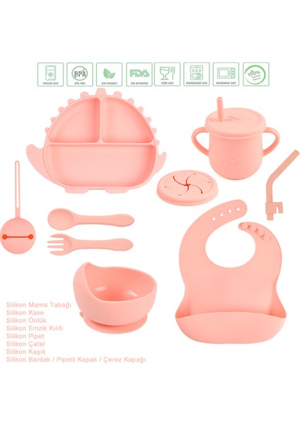 Silikon Beslenme Seti / Pembe
