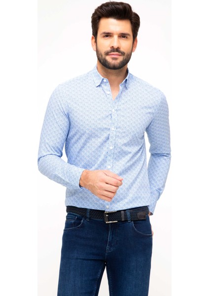 Erkek Saks Slim Fit Uzun Kollu Gömlek 50200206-VR045