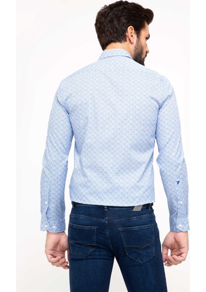 Erkek Saks Slim Fit Uzun Kollu Gömlek 50200206-VR045