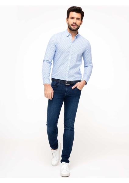 Erkek Saks Slim Fit Uzun Kollu Gömlek 50200206-VR045