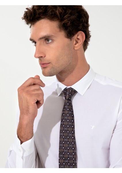 Erkek Beyaz Slim Fit Uzun Kollu Gömlek 50219052-VR013 fiyatları