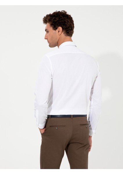 Erkek Beyaz Slim Fit Uzun Kollu Gömlek 50219052-VR013 indirimleri