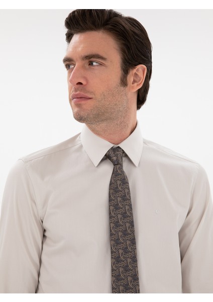 Erkek Bej Slim Fit Pamuklu Klasik Gömlek 50311551-VR011 fiyatları