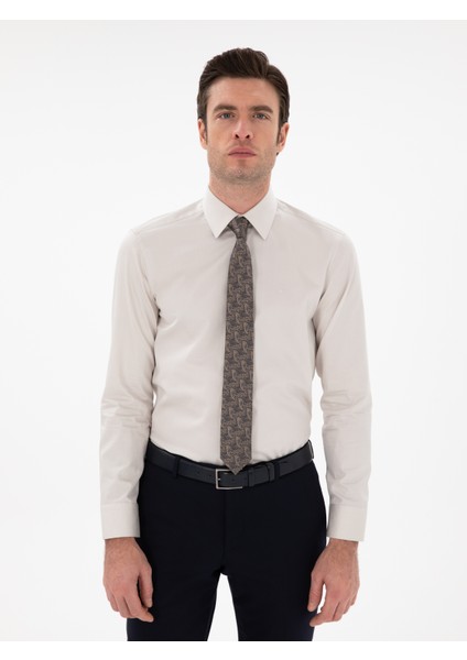 Erkek Bej Slim Fit Pamuklu Klasik Gömlek 50311551-VR011 modelleri