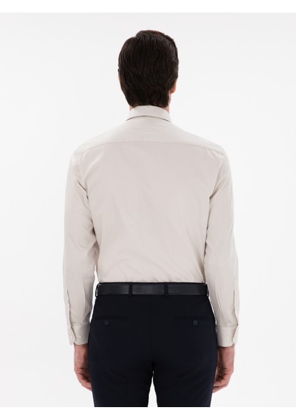Erkek Bej Slim Fit Pamuklu Klasik Gömlek 50311551-VR011 indirimleri