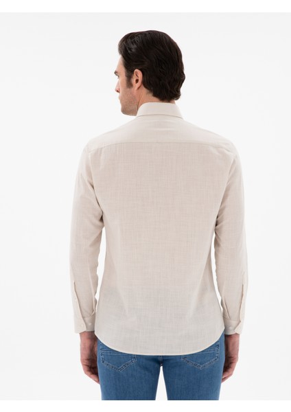 Erkek Bej Regular Fit Düğmeli Yaka Pamuklu Gömlek 50311543-VR011