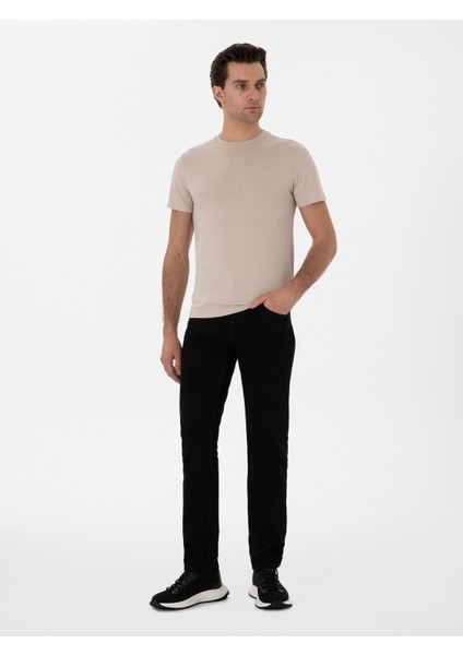 Erkek Vizon Slim Fit Bisiklet Yaka Pamuk Basic T-Shirt 50310023-VR052