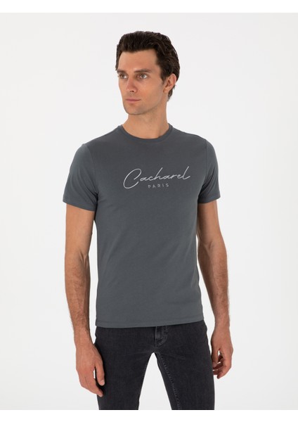Erkek Antrasit Slim Fit Bisiklet Yaka T-Shirt 50310035-VR006