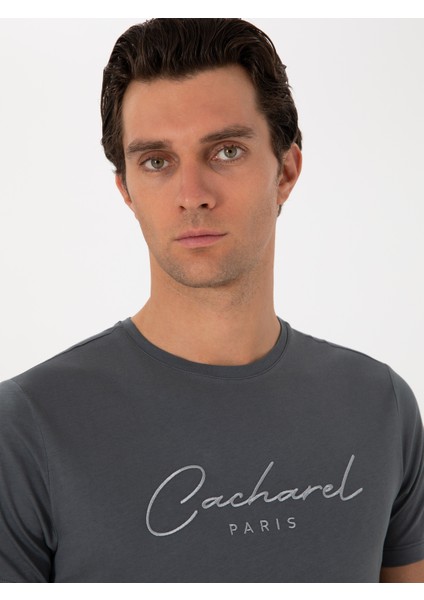 Erkek Antrasit Slim Fit Bisiklet Yaka T-Shirt 50310035-VR006