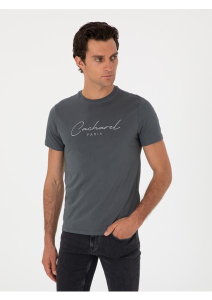 Erkek Antrasit Slim Fit Bisiklet Yaka T-Shirt 50310035-VR006
